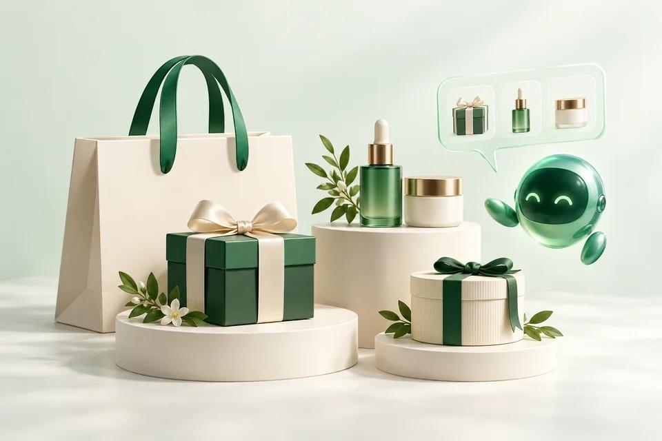 Shopping bag and curated gifts for product recommendations