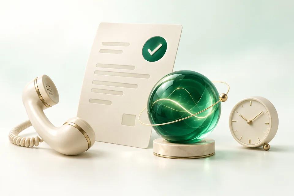 Invoice, clock and telephone for payment reminders