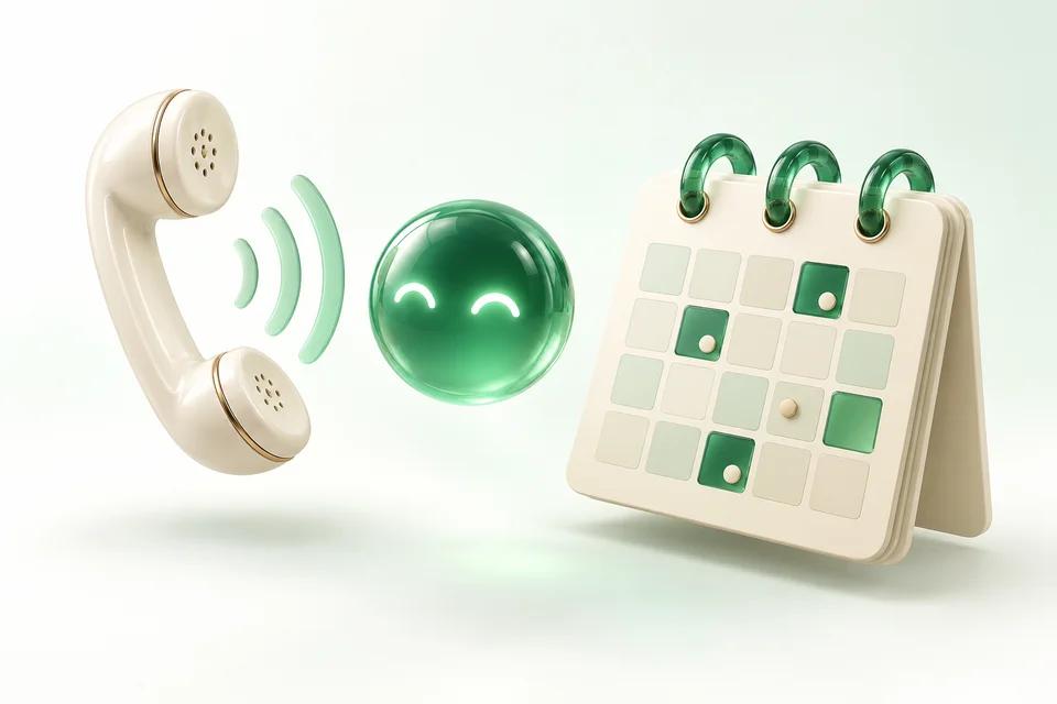 Telephone, sound waves and calendar for voice appointments